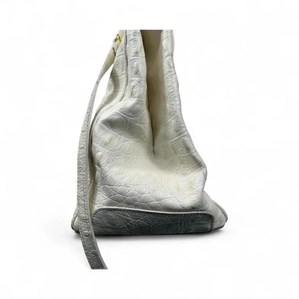 off white cream Croc-Embossed Leather Bag - Picture 5 of 8